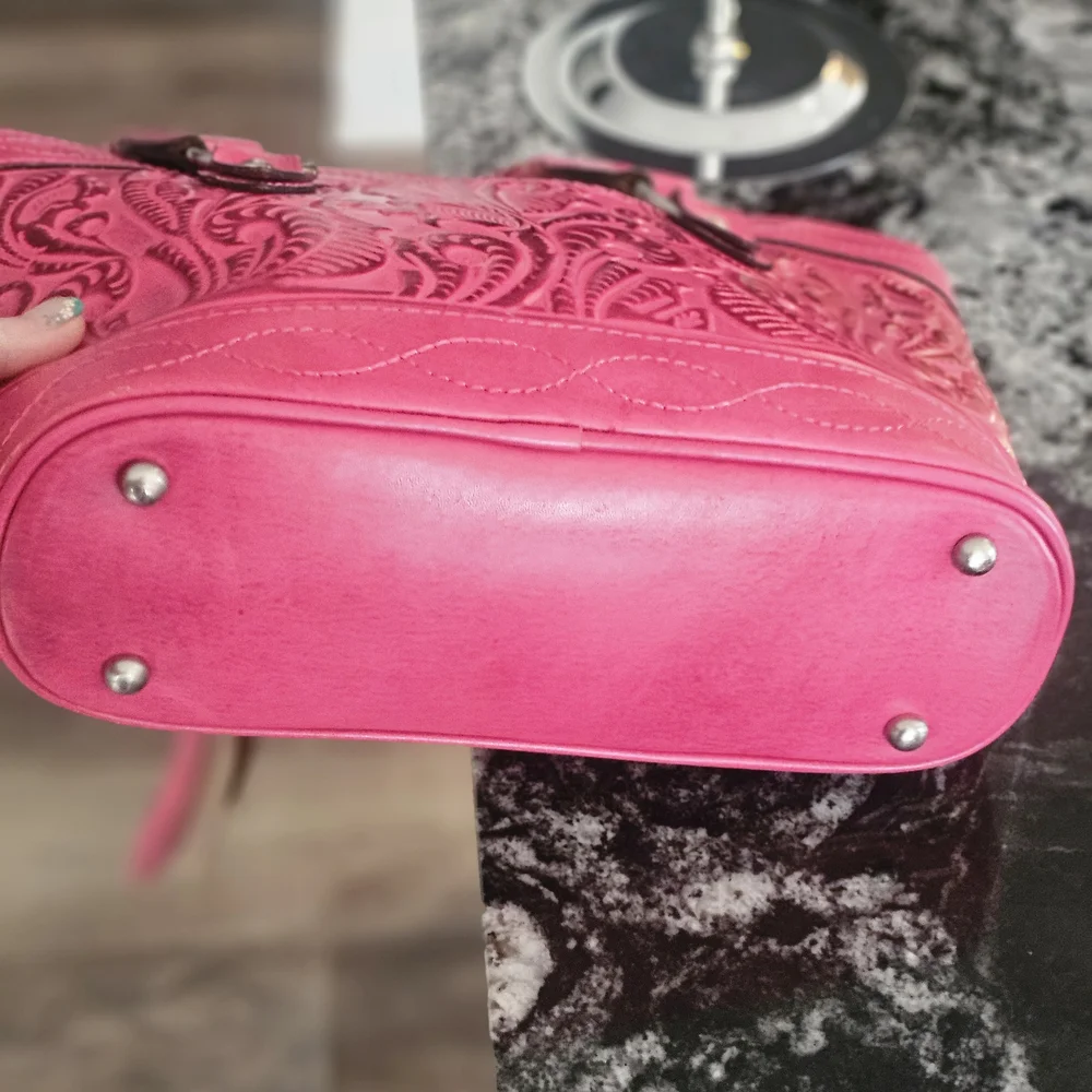 Patricia Nash Elegant Pink Embossed Handbag - Picture 3 of 14